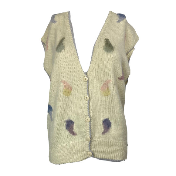 Pronto‎ Moda Sweater Womens Large Ivory Knit Wool Vintage V-Neck Cardigan - Picture 1 of 8